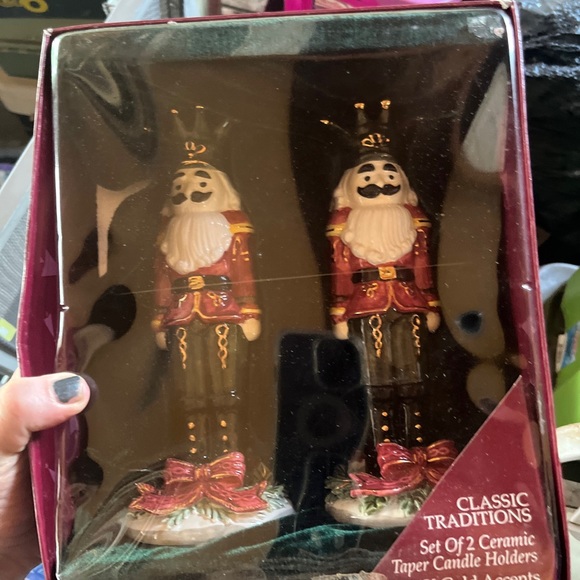 Other - NEW Vintage 2 Nutcracker Candle Holders CHRISTMAS 24K Gold Accents